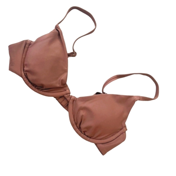 Andie Swim Sicily Bikini Top Espresso Brown Adj Straps Removable Cups Sz MED NWT - Picture 2 of 14